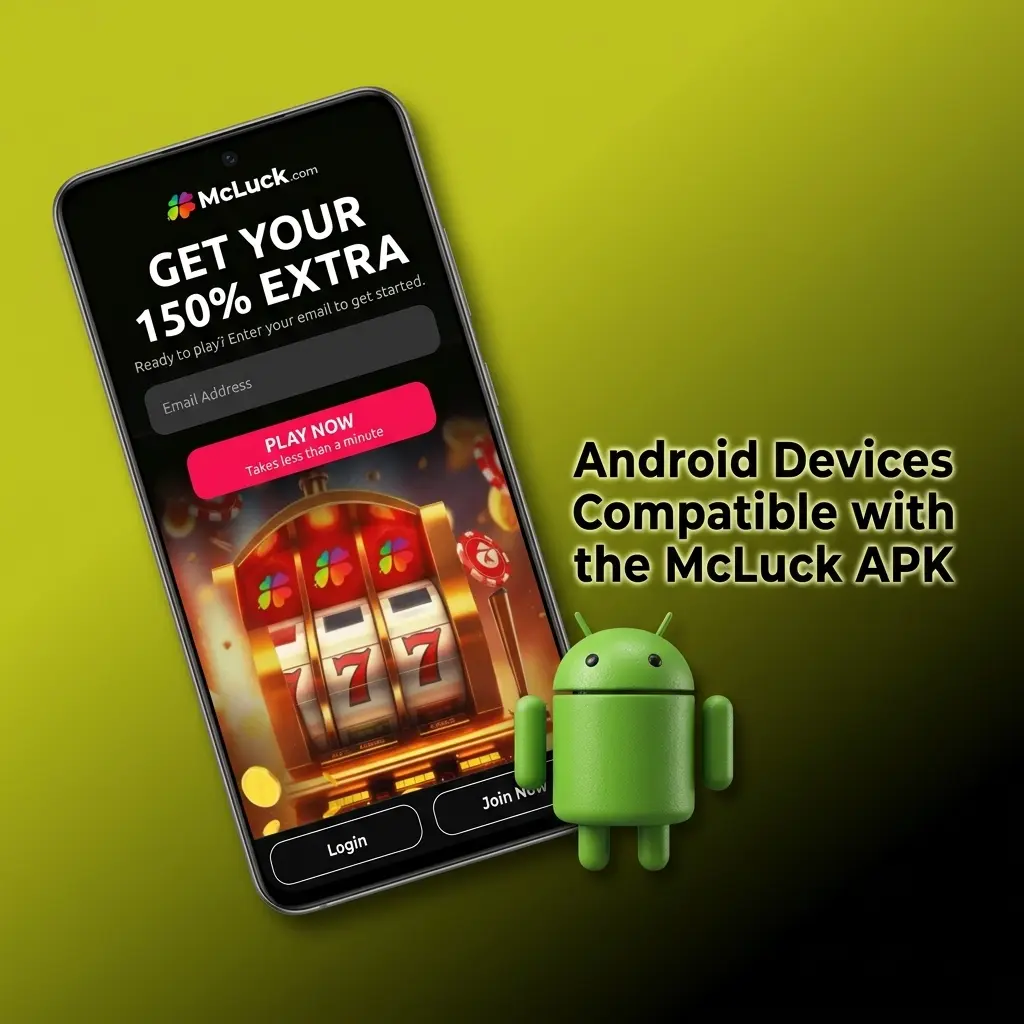 Table of Android devices compatible with McLuck APK, including Samsung, Sony, Google Pixel, and Xiaomi models running Android 5.0+