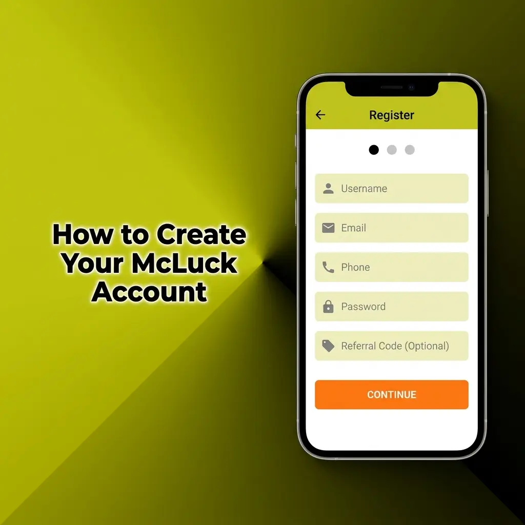 McLuck registration form on desktop showing sign-up steps to claim GC 7,500 and FREE SC 2.5 welcome bonus