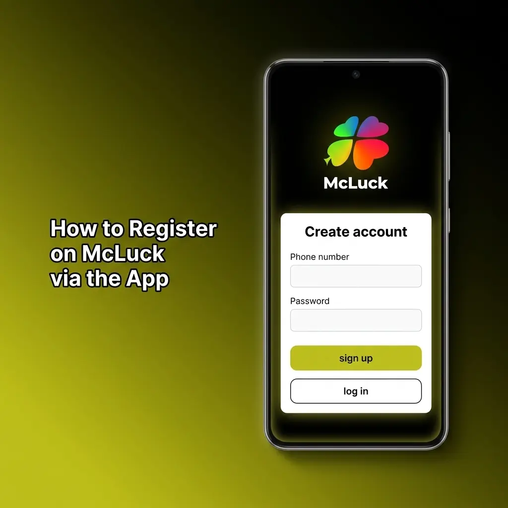 McLuck app registration screen showing Sign Up process to claim GC 7,500 and FREE SC 2.5 welcome bonus