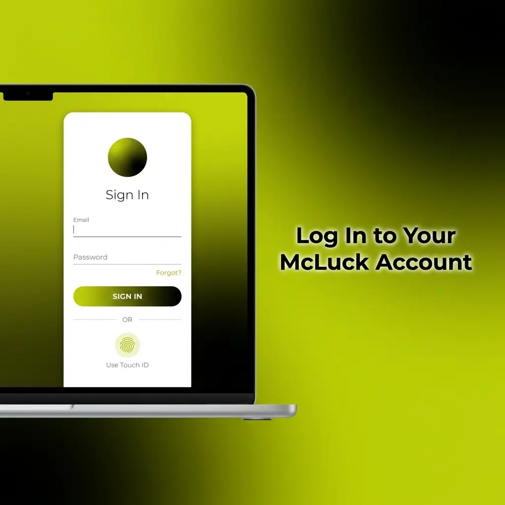 McLuck casino login screen showing email and password fields with Sign In button for returning players