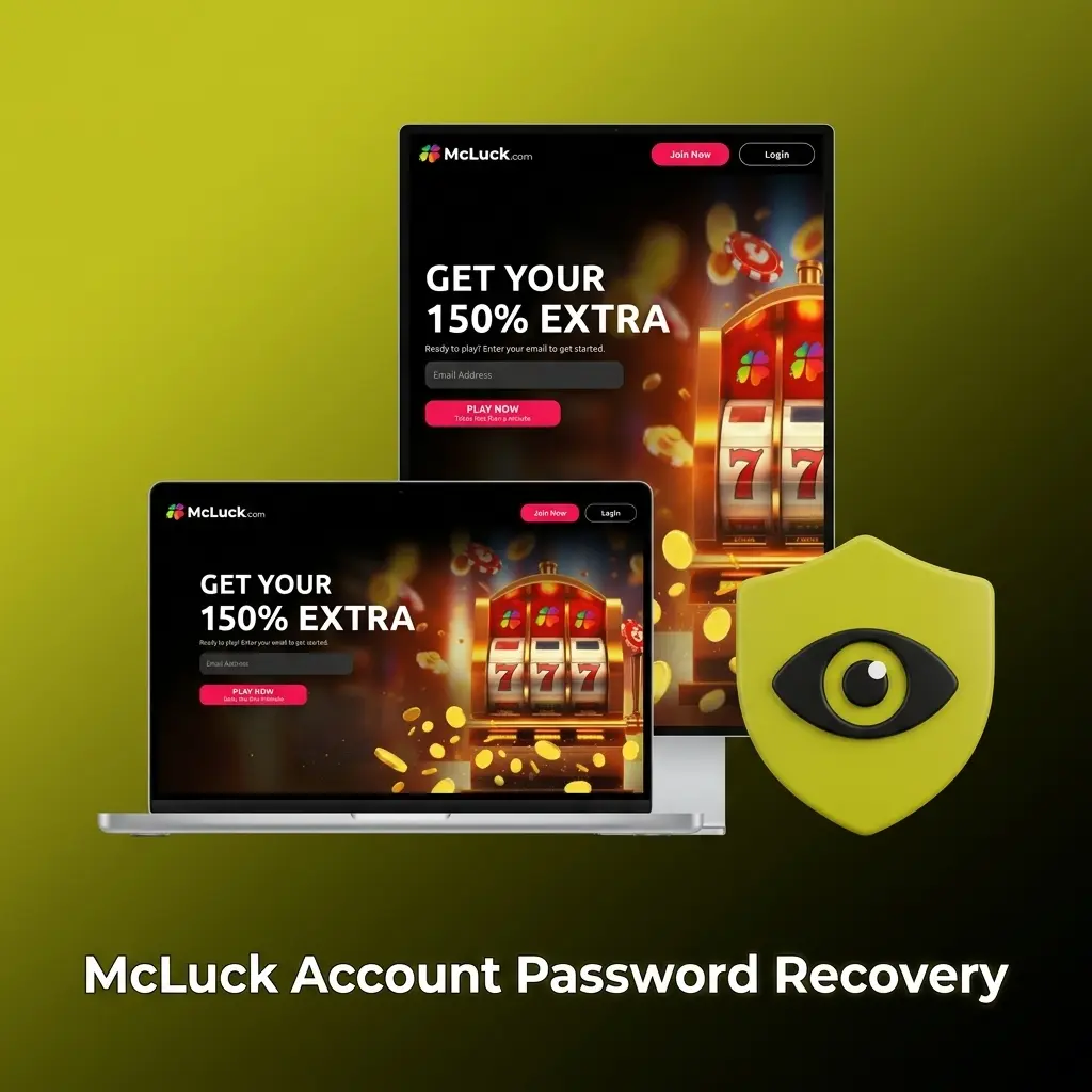 McLuck account password recovery steps showing forgot password option, email reset process, and new password creation