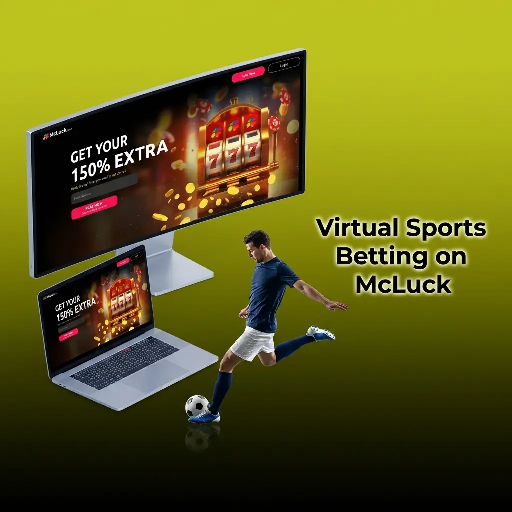 McLuck virtual sports betting interface showing simulated soccer, horse racing, greyhound racing, and basketball options for US players
